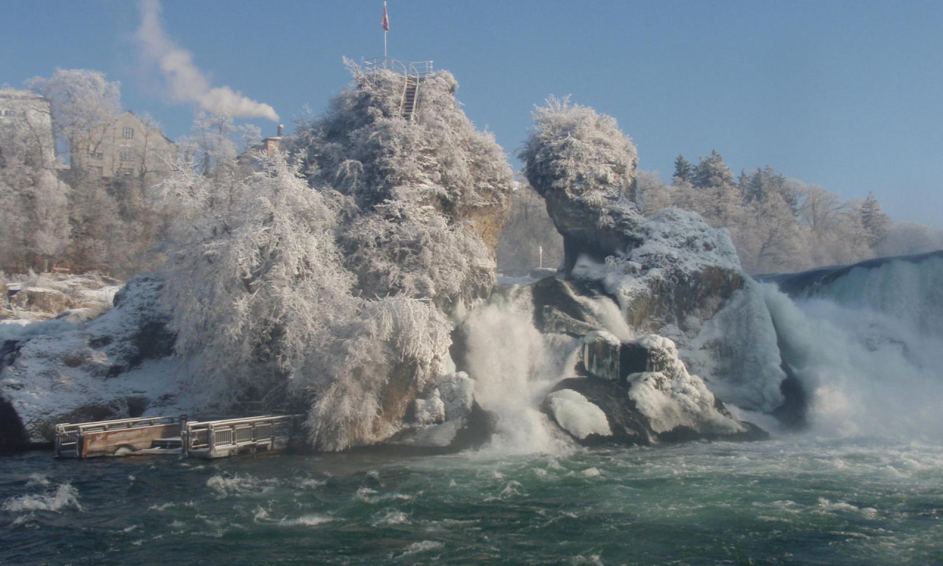 Rushing Masses of Water at the Rhine Falls
