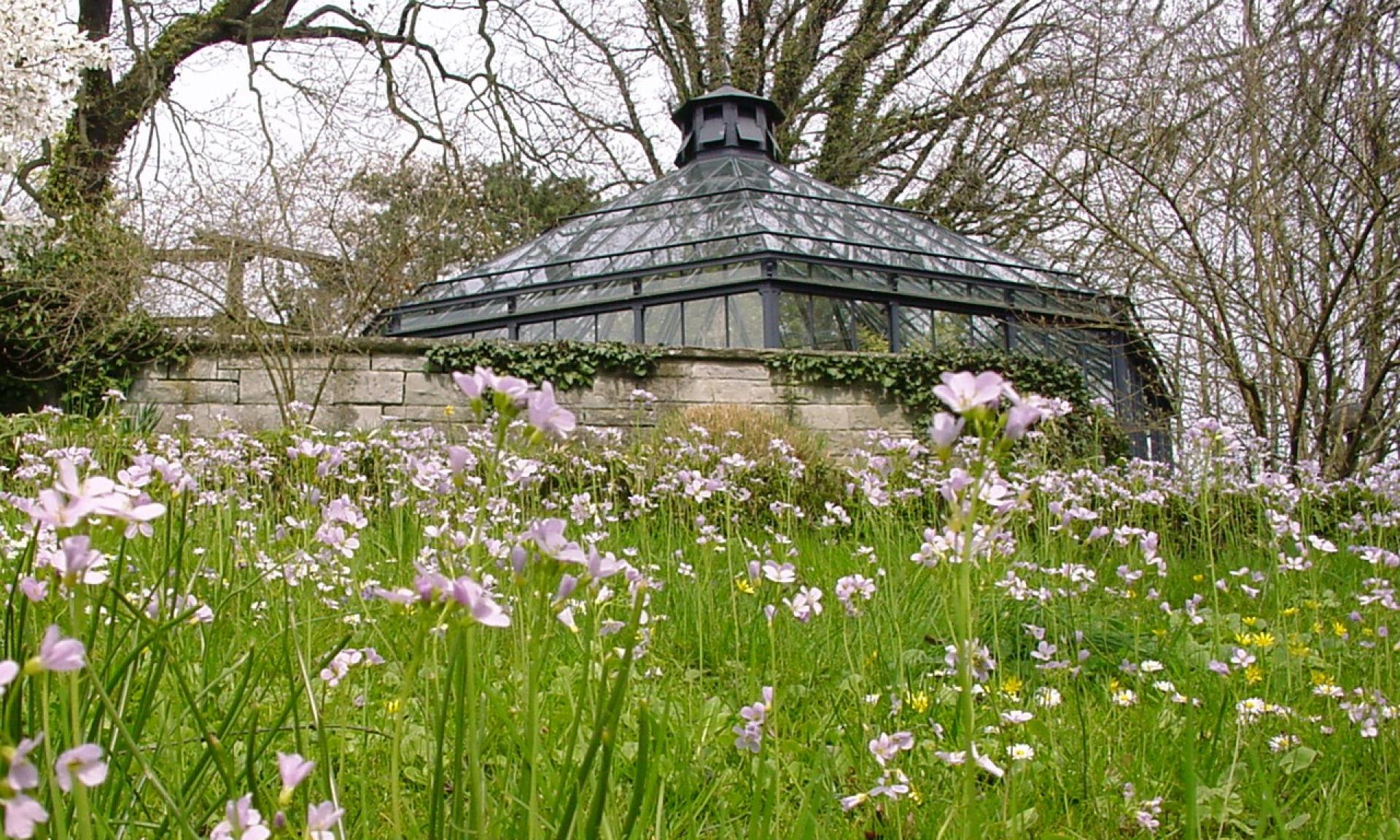 Historic glass pavilion in the Old Botanical Garden Zurich