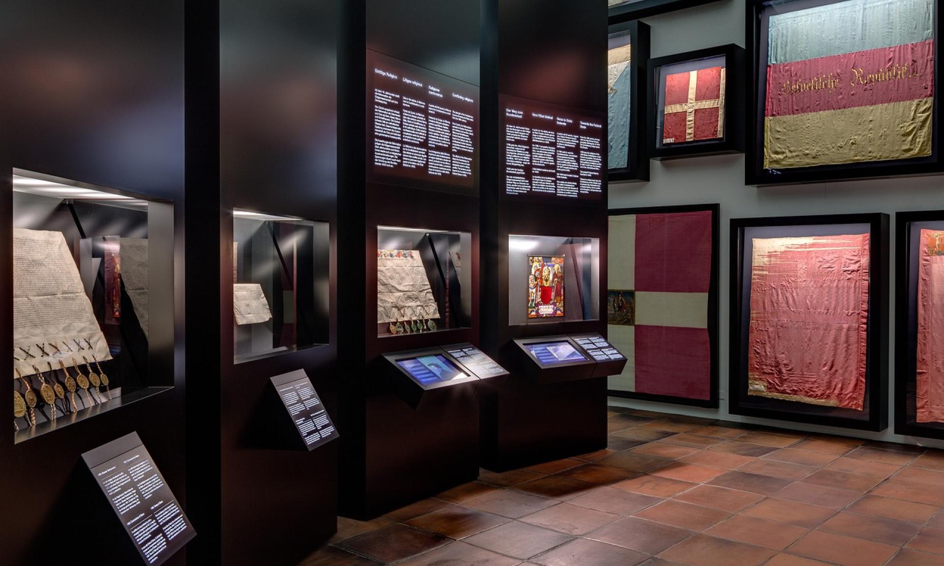 View from inside to the museum of the Swiss Charters of Confederation