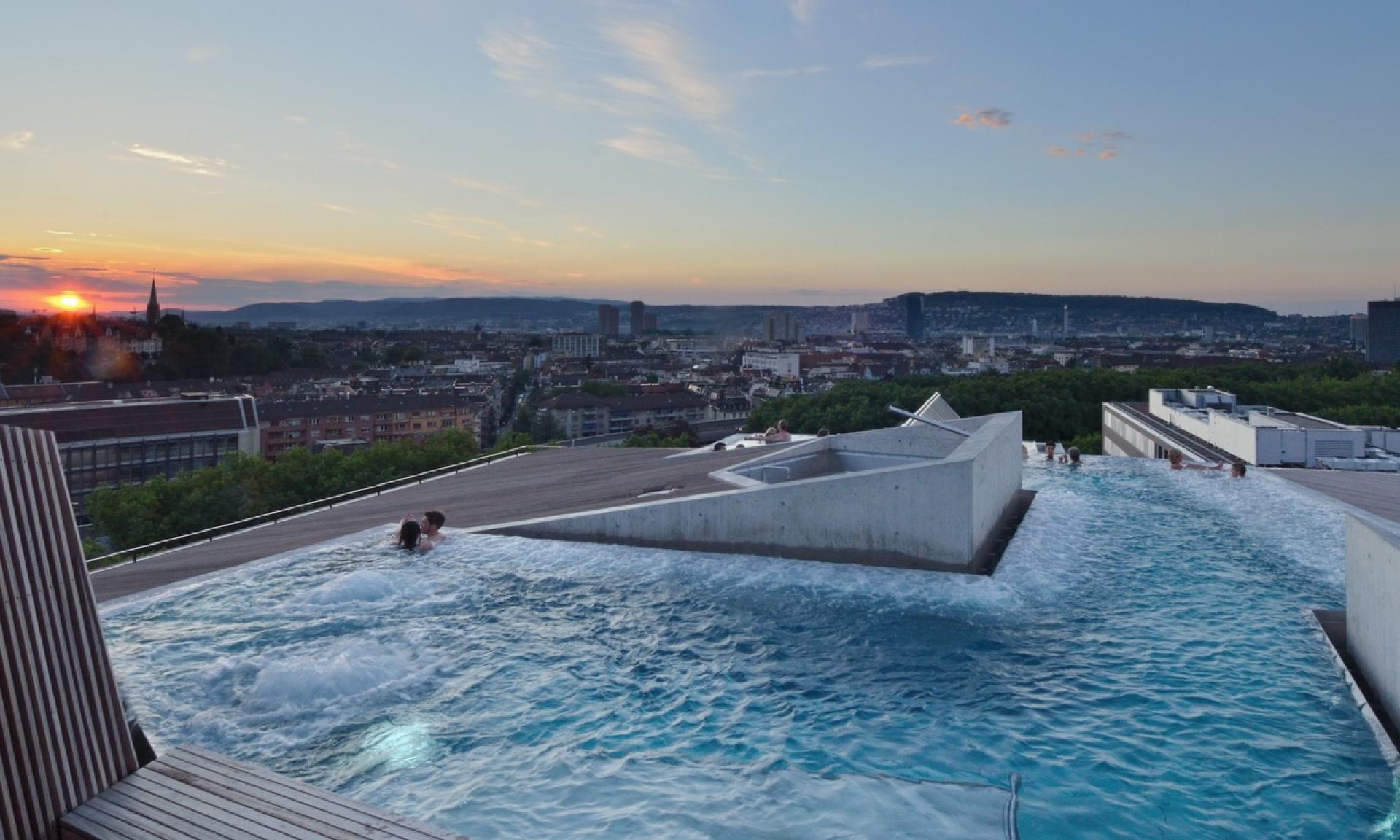 Bathing Above the Zurich Rooftops